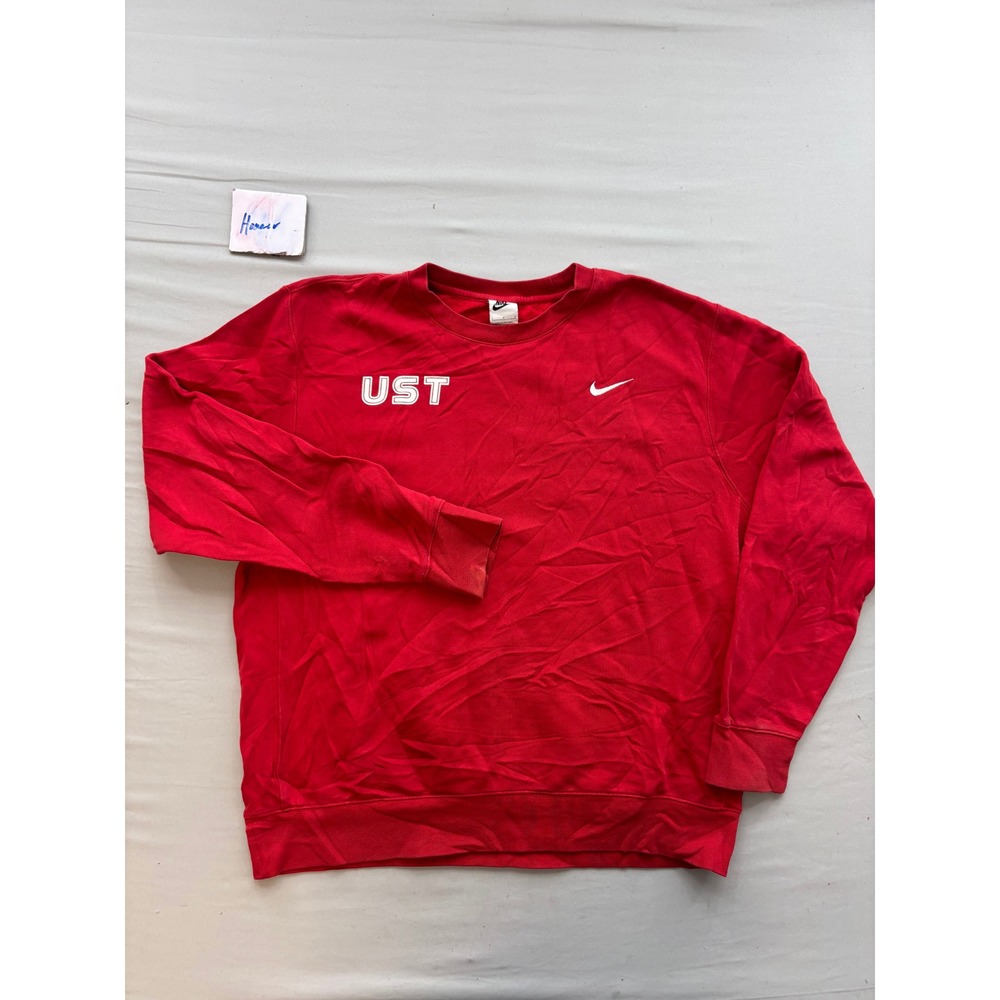 Nike UST Crewneck Sweatshirt Red Embroidered Swoosh Mens Large Pullover Fleece
